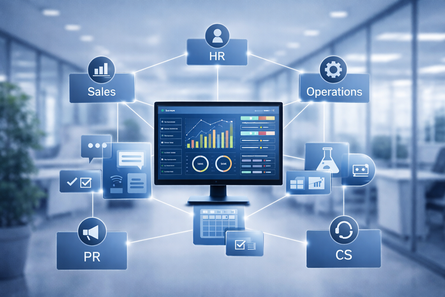 部署間の情報共有や運用をイメージした画像