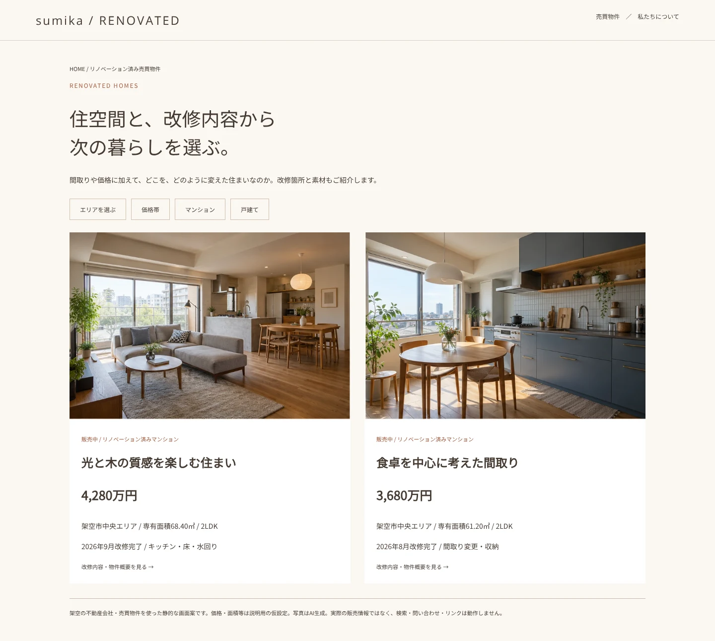 リノベーション済み住まいの物件イメージ