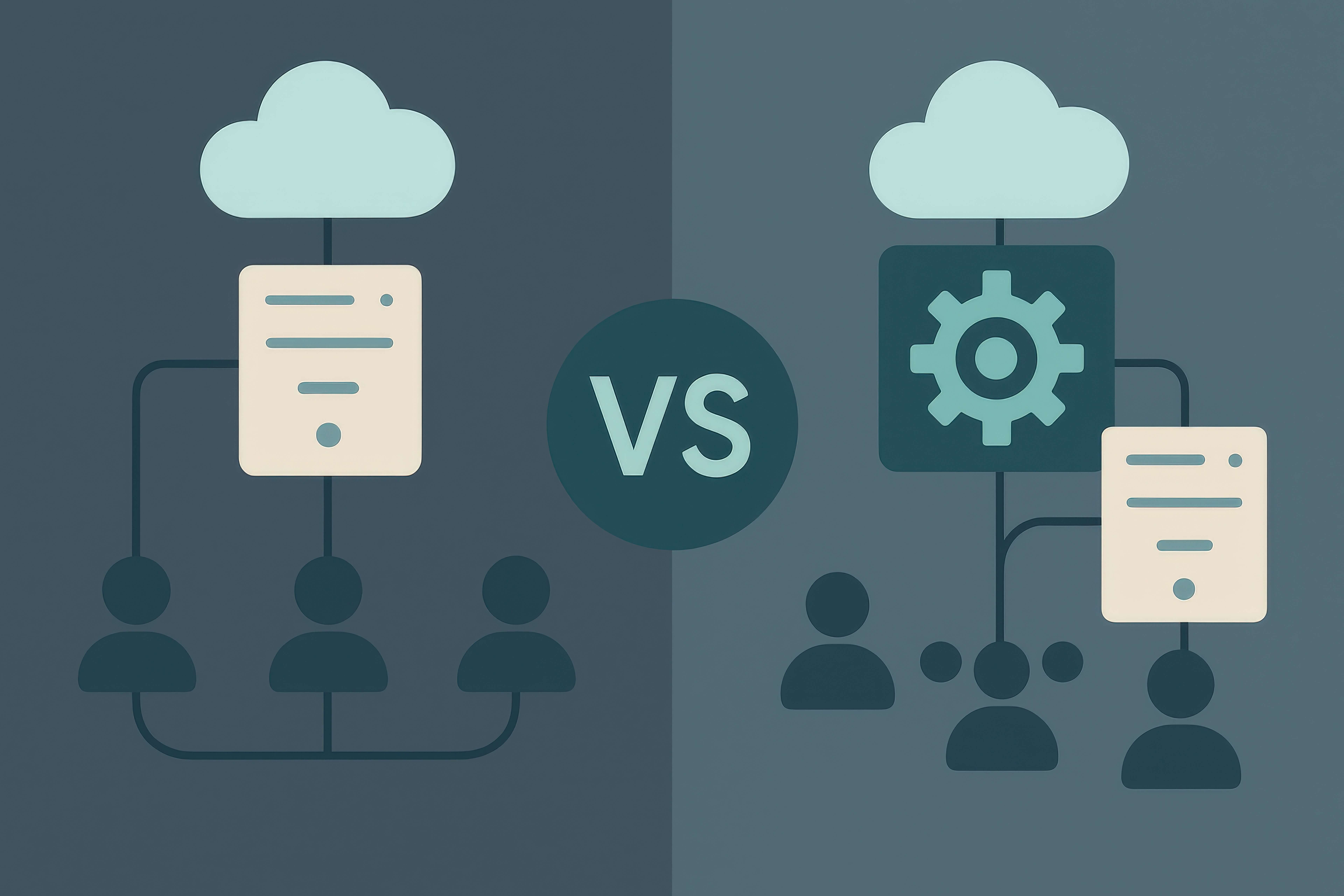 クラウドとオンプレミスをイメージした抽象画像