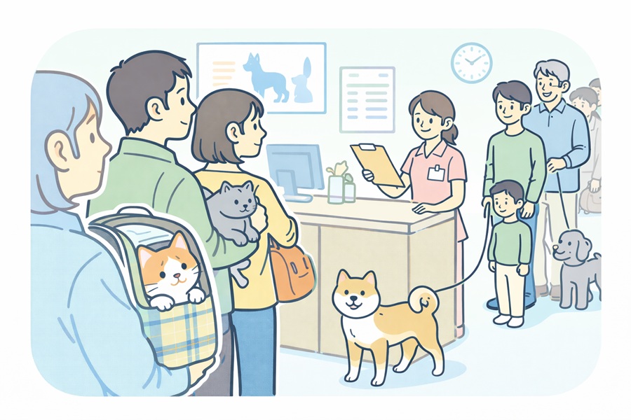 行列のできる動物病院