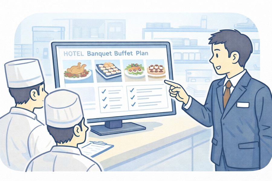 ビュッフェ宴会の準備